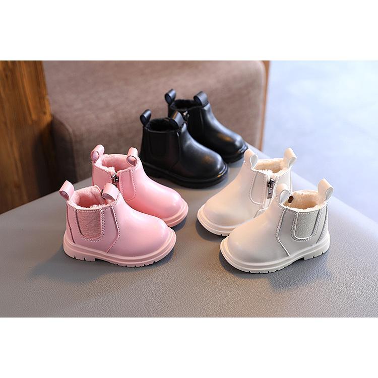 Baby Boots Autumn Winter Infant Warm Fur Shoes Newborn First Walkers Baby Toddler Boy Girl PU Leather Ankle Boots Beige, Pink 8