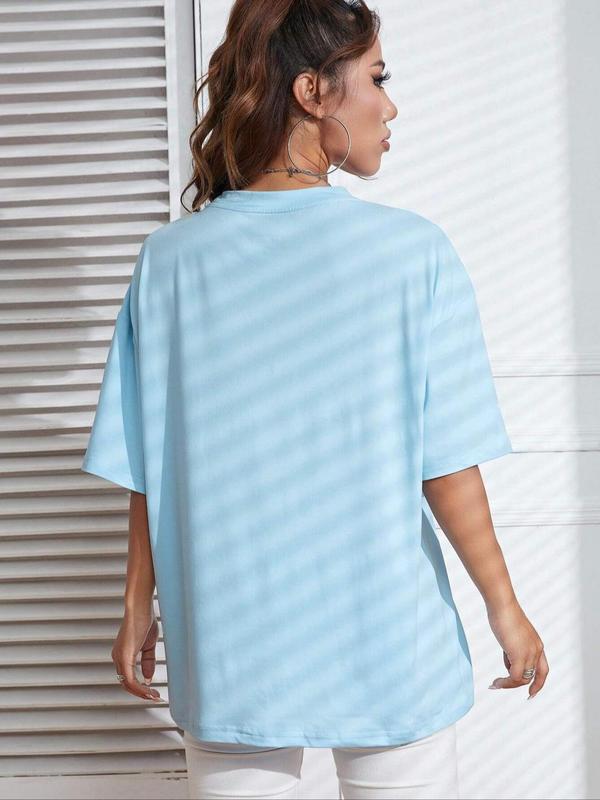 Women's Plain Round Neck Tee, Casual Minimalist Half Sleeve Crew Neck T-Shirt for Summer, Fashion Women's Top for Daily Wear 1