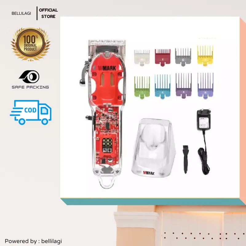 WMARK NG-407 Profesional Hair Clipper Full Transparant Dock Charging Alat Cukur Rambut Electric Barbershop Salon kumis elektrik Mesin Jenggot 4