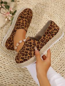 Women's Fashion Leopard Print Slip on Loafers, Casual Comfortable Round Toe Casual Shoes for Daily Wear, Female All-match Shoes for Daily Wear