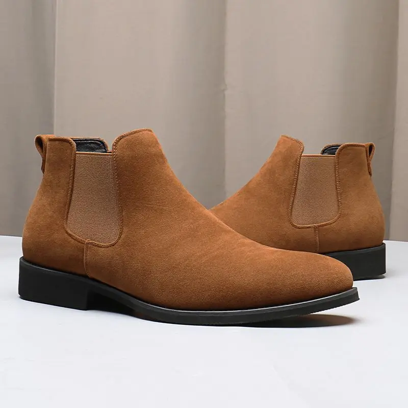 Boot Martin, Hàng Mới Về, Bốt Nam Ngắn, Phong Cách Anh Quốc, Cổ Trung, Da Thật, Hợp Xu hướng Và Dễ Phối Đồ, Thiết Kế Nhám, Phong Cách Cổ Điển Chelsea, Giày Nam