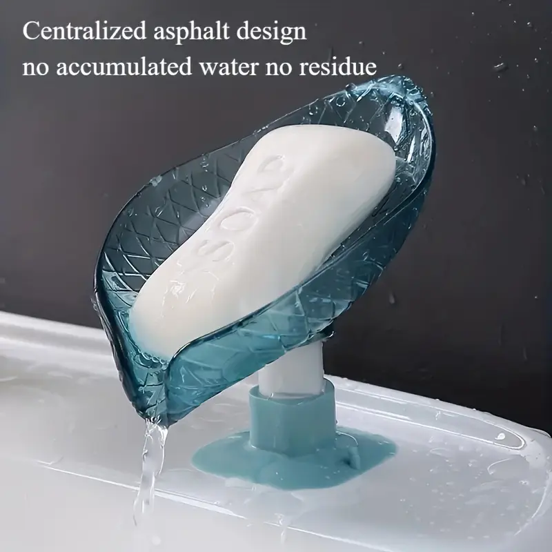 "Waterproof" 1Pc Leaf-Shaped Self-Draining Soap Dish - Oval Plastic Holder For Bathroom, Easy Clean & Dry