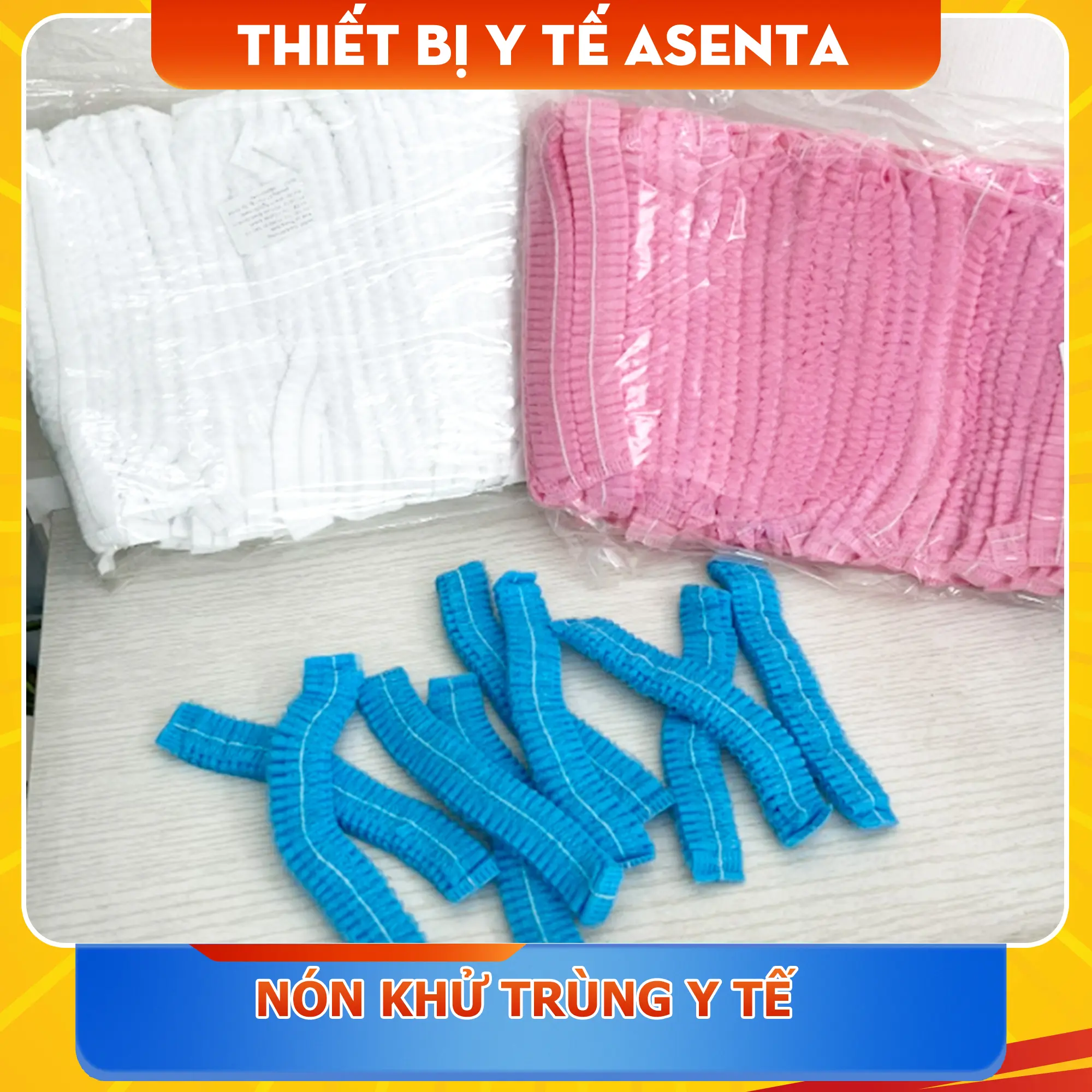 Nón khử trùng y tế - Mũ trùm đầu y tế, Nón con sâu (Bịch 100 cái) Women