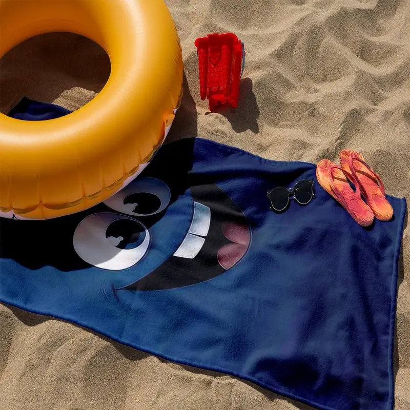 Smile Face Pattern Beach Towel, Large Quick Drying Towel, Lightweight Water Absorbent Towel for Sports & Outdoor Activities 7