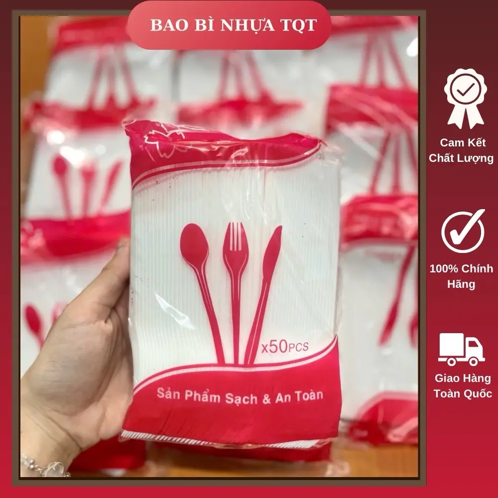 ￼NĨA Nhựa dùng 1 lần (50 cái). nĩa take away bịch 50 cái. NĨA NHỰA KHỞI HƯNG- Bao bì nhựa TQT