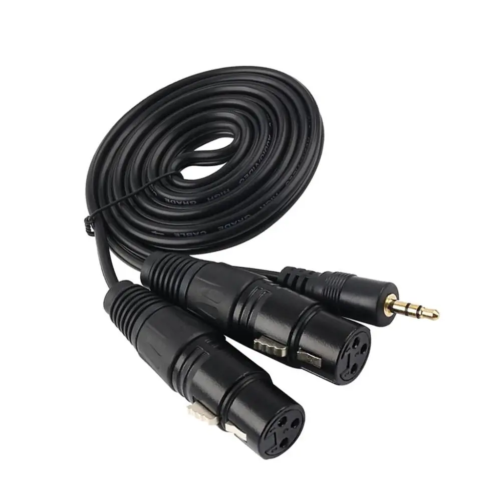 Penyesuai Belah Y Mini Stereo TRS ke 2 XLR Dwi 3 Pin Perempuan, 3.5mm