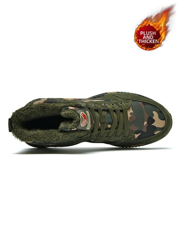1 Pair Camo Pattern Lace Up High Top Canvas Sneakers, Casual Sporty Trainers for Outdoor Activities, Outdoor Casual Sports Shoes, Gym Shoes, Footwear 3