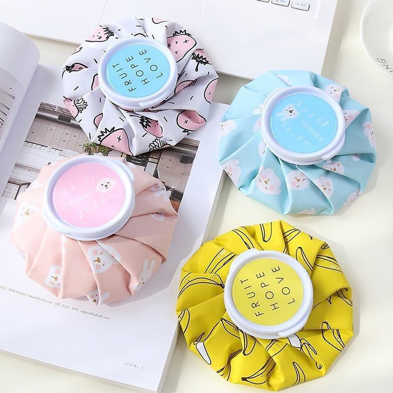 Túi chườm nóng/lạnh giữ ấm, làm mát hình tròn, túi chườm giảm đau, tiêu sưng, giảm nhiệt hạ sốt, thiết kế họa tiết cute, màu sắc tươi sáng Đá