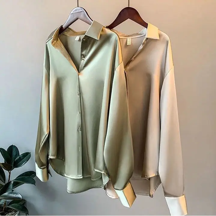Áo Sơ Mi Satin, Tay Áo Dài, Dành Cho Phụ Nữ, Thiết Kế Đẹp, Độc Đáo, Phong Cách Cổ Điển Phong Cách Hồng Kông, Thích Hợp Cho Mùa Xuân Và Mùa Thu, Dễ Phối Đồ, Xếp Nếp, Hàng Mới Về, Áo Sơ Mi Hàng Đầu, 2024 Top Women Shirt