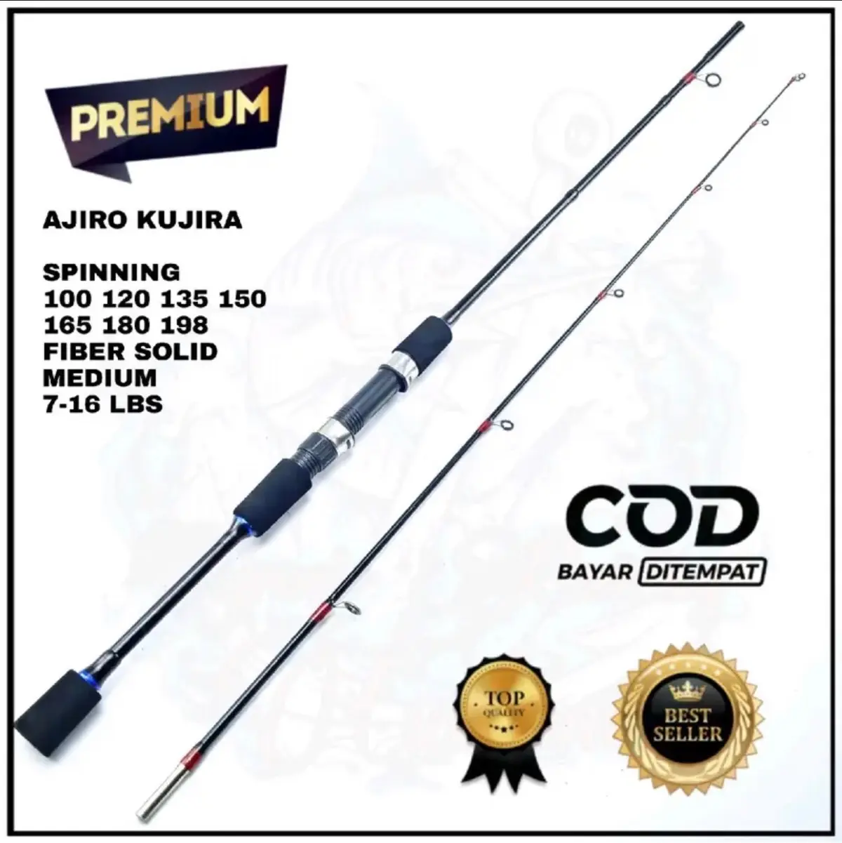 Joran Ajiro Kujira 8-17lbs Max 10kg - Fiber Solid, 2 Ring Guide,  , Bagus, Japan Style - Cocok untuk Mancing Kolam dan Danau