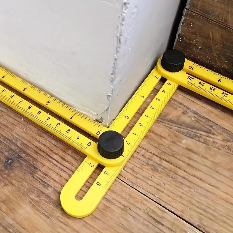 4-fold Ruler, Versatile Plastic Measurement Tool, Portable Multi-Angle Ruler for Layout, Woodworking, and Flooring