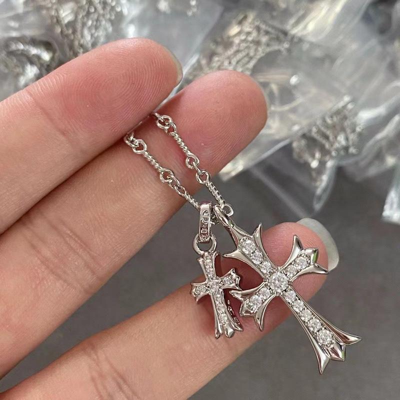 Vòng Cổ Chữ Thập, Vòng Cổ Mặt Dây Chuyền Đôi, Phong Cách Âu Mỹ, Trang Sức Cặp Đôi, Kim Cương Đầy Đủ, Thời Trang Cổ Điển, Xuyên Biên Giới, Thiết Kế Mặt Dây Chuyền Đôi 7