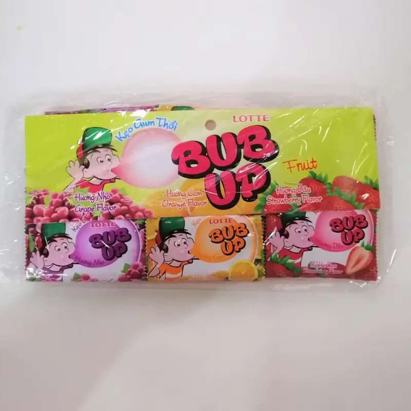 Bán sỉ dây kẹo cao su gum thổi BUB UP Lotte 24 gói 3g hương vị cam, nho, dâu thơm ngon, đồ ăn vặt cổng trường hot nhất bim bim banh dinh 4