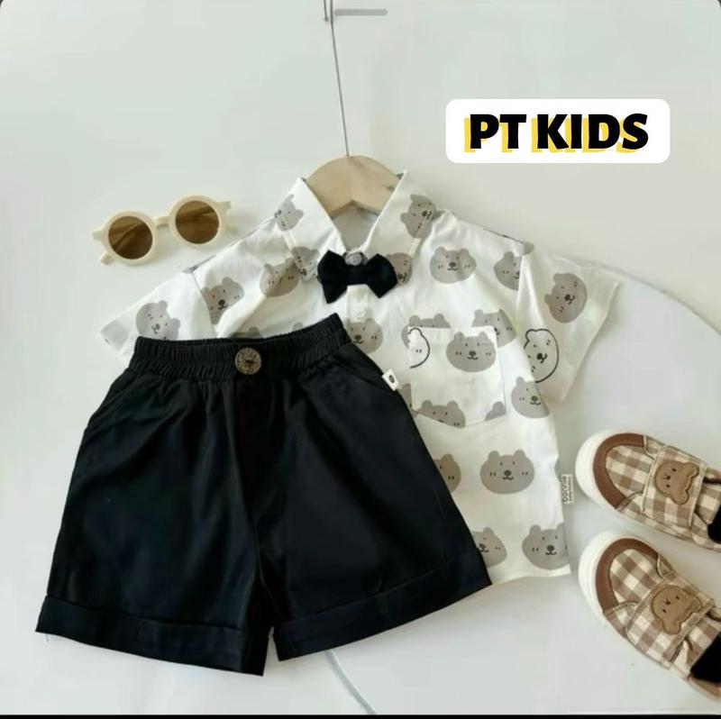 Bộ Áo Sơ Mi Họa Tiết Gấu Quần Kaki Dành Cho Bé Trai Từ 7kg - 32kg