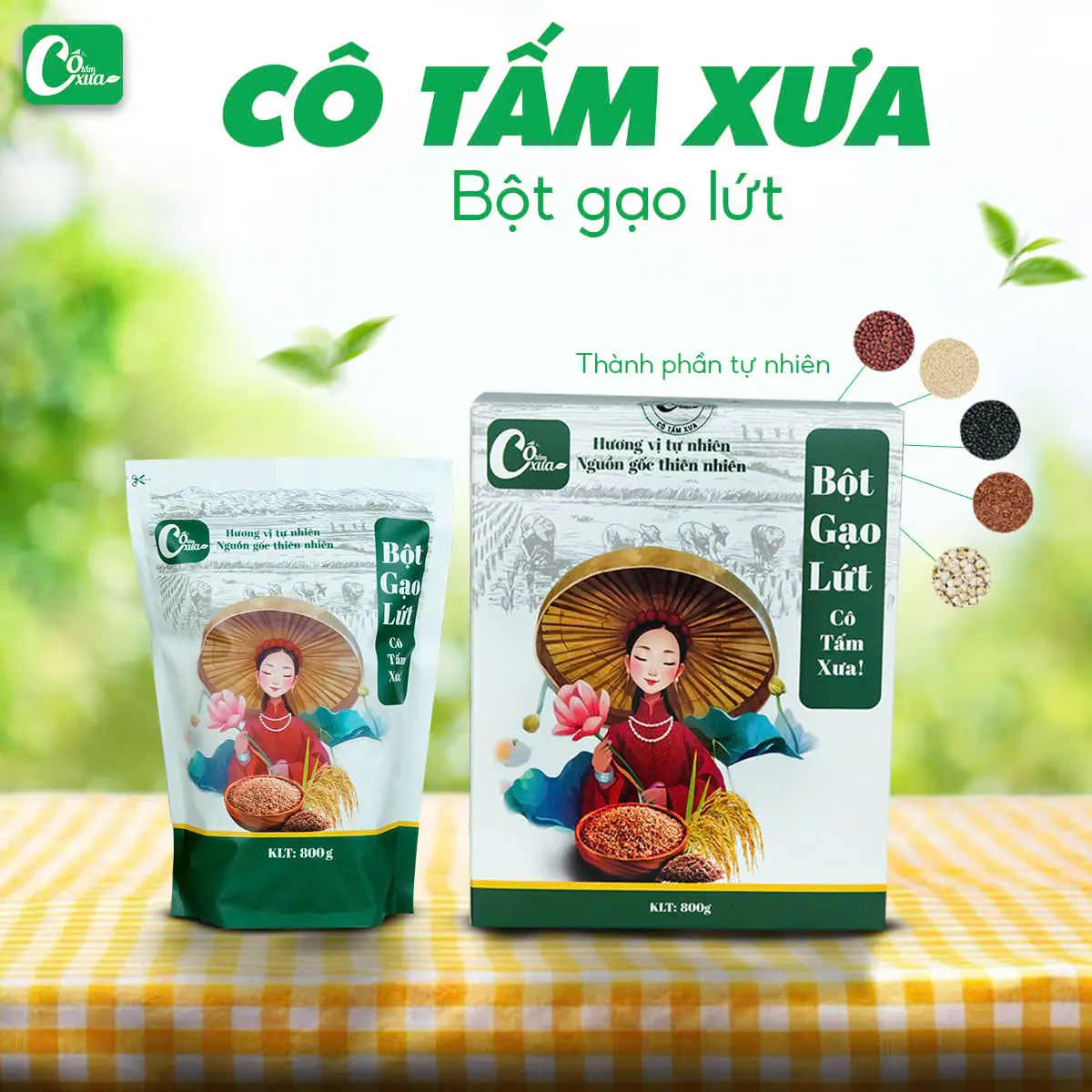 Bột Gạo Lứt Cô Tấm Xưa ( 1 hộp gồm 1 túi 800gr )