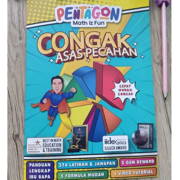 Buku Pentagon Congak Asas Pecahan, Perpuluhan, Peratus | Math Is Fun | Buku Panduan Mudah Matematik