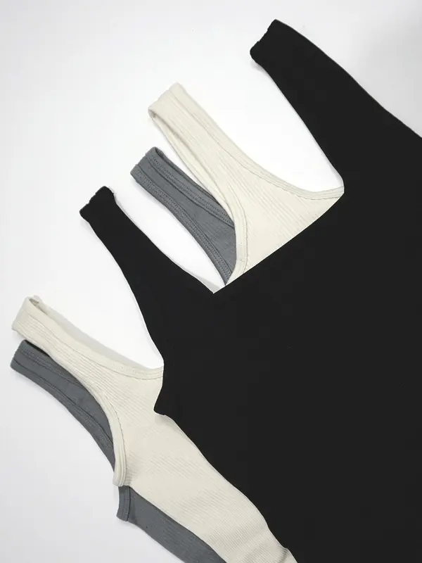 Women's Solid Ribbed Bodysuit, Summer Clothes for Women, Casual Sleeveless Bodysuit for Summer, Ladies Clothes for Daily Wear 7
