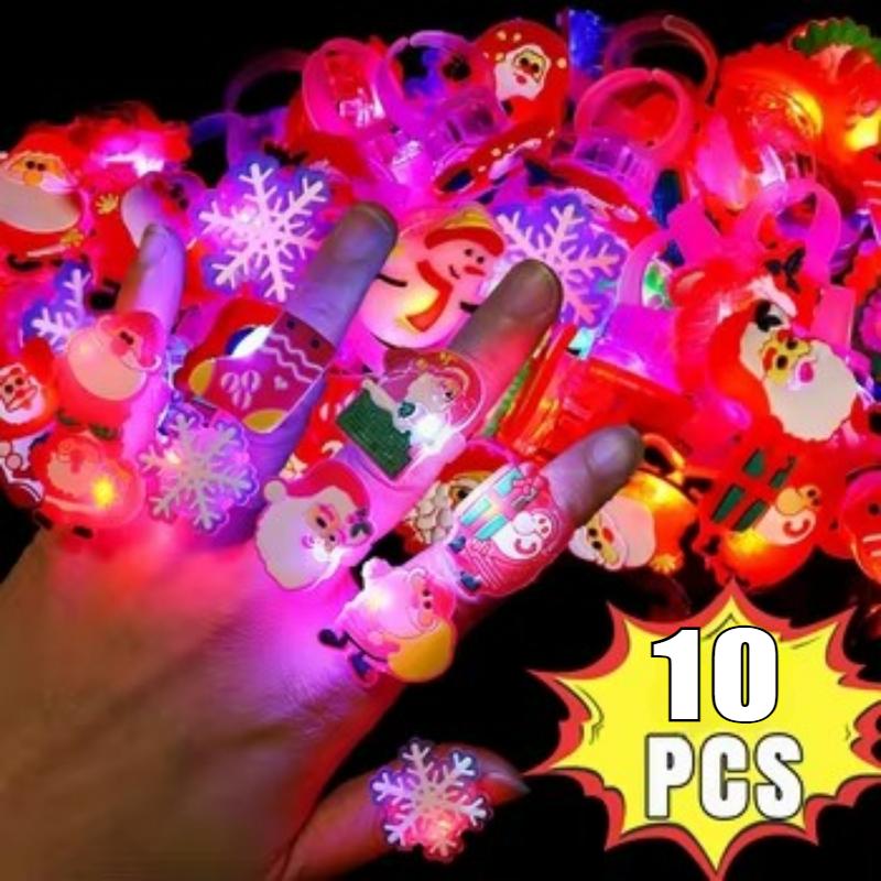10Pcs Christmas LED Light Up Rings Glow in The Dark Luminous - TikTok ...