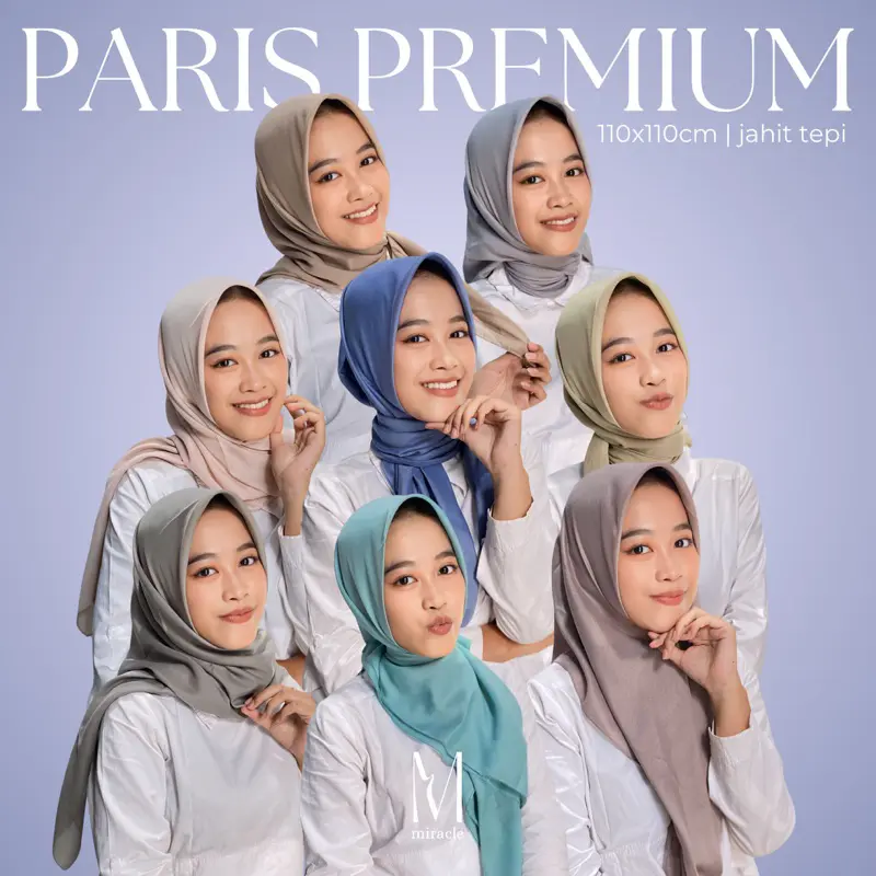 Miracle | Voal Paris Premium Jahit Tepi 110x110 | Hijab Square Segi Empat