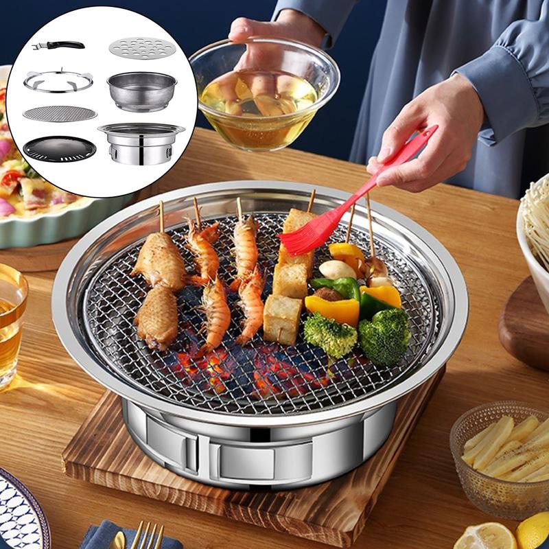 Product Introduction of Korean Charcoal Barbecue Grill Household Korean BBQ Grill Non-Stick For Home Kitchen Outdoor Garden Barbecue Stove 11