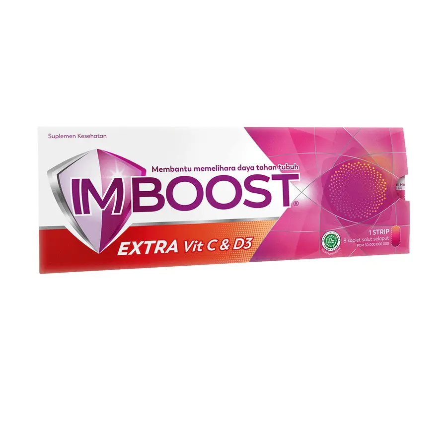Imboost Extra Vitamin C & D3 Strip isi 8 Tablet - Suplemen Daya Tahan Sudah BPOM
