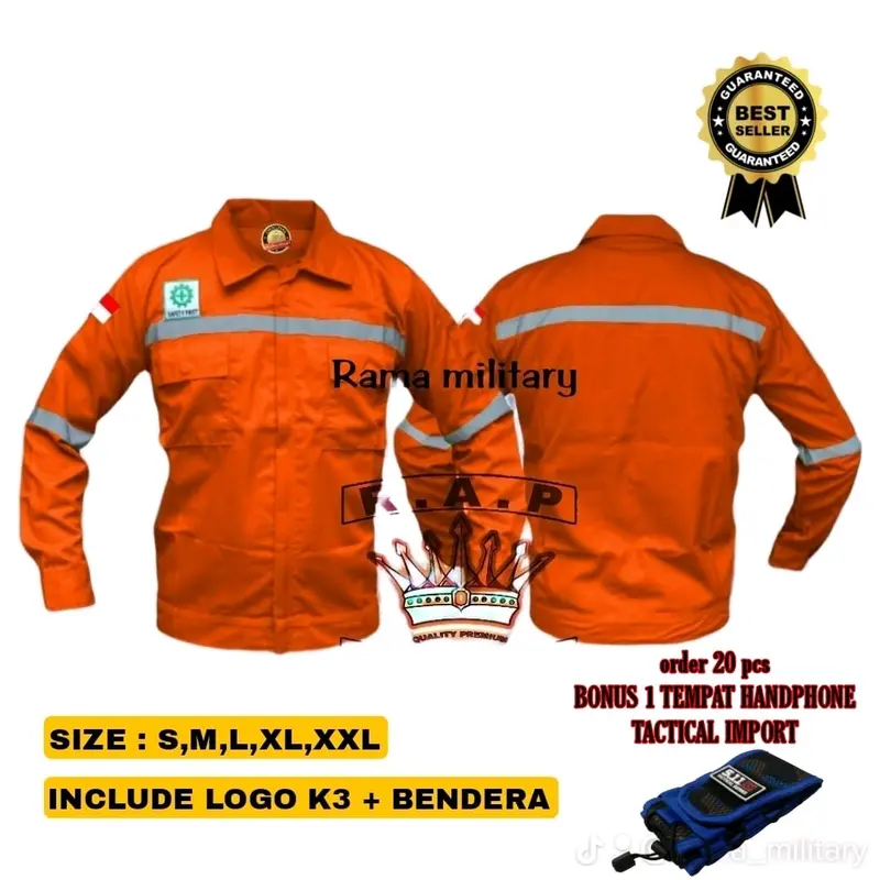 KAMEJA Wearpack PETUGAS JURU PARKIR BAJU PARKIR Pria Polos Panjang Seragam Kerja Safety Katun 1