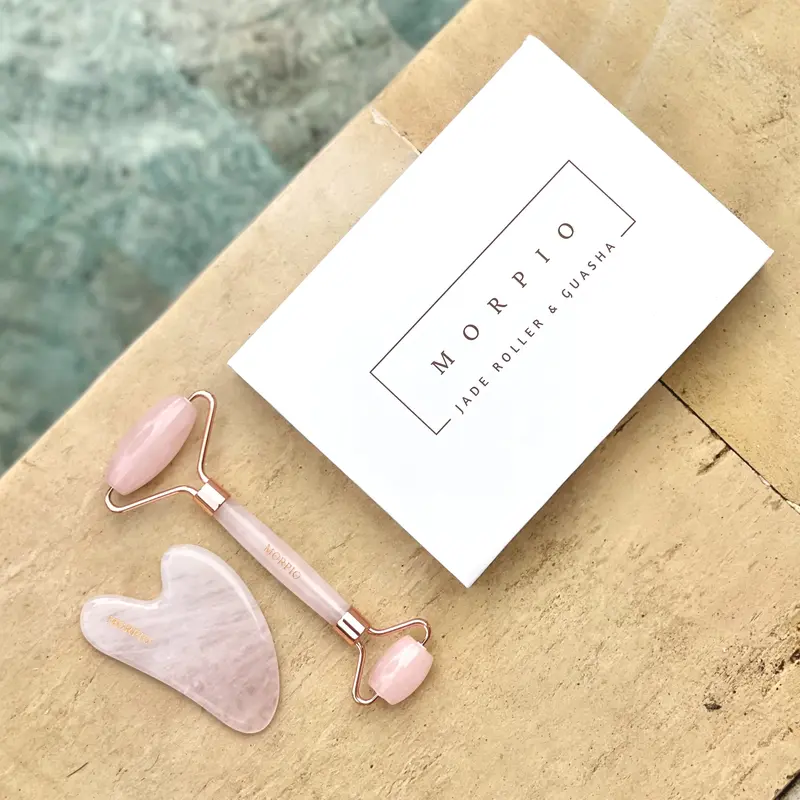 Morpio Rose Quartz Face Roller & Guasha 1