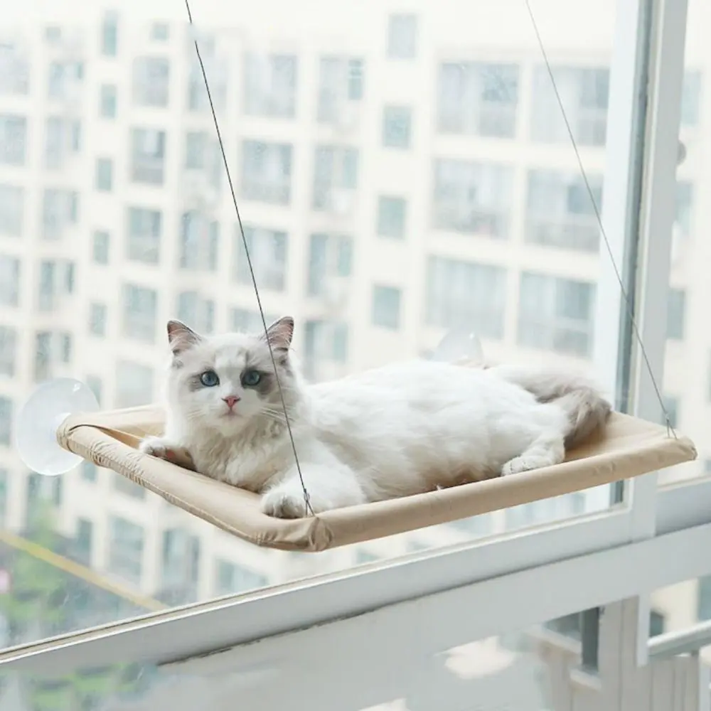 Detachable Window Seat Pet Hammock Bed Hanging Shelf Climbing Frame Cat Hanging Beds with Cover Bearing 17.5KG Suction Cup Cat Nest Kitten