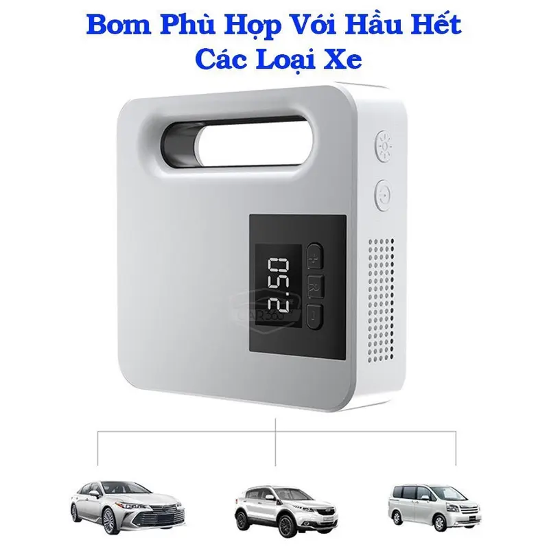 Bơm Lốp Ô Tô 12V-5A Đồng Hồ Điện Tử Tự Ngắt Cao Cấp Công Nghệ Nhật Bản Kích Thước Nhỏ Gọn Dễ Lưu Trữ Dây Cắm 3.2M An Toàn Giao Thông LED Chiếu Sáng 0
