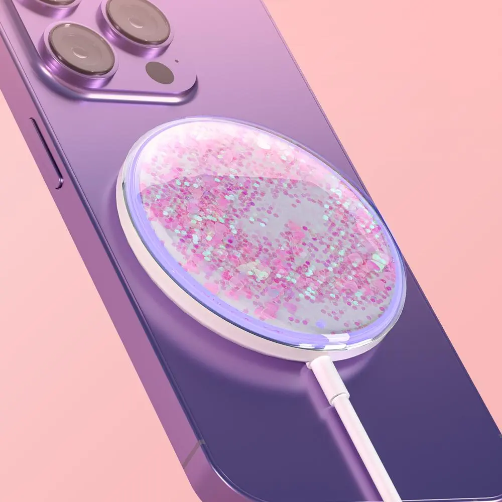 15W Magnetic Wireless Charger, Quicksand Design Wireless Charging Magnetic Alignment, Fashionable Charging Solution for Home & Office, Suitable for iPhone 16/15/14/13/12 Series
