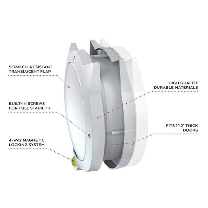 Product Introduction of Lovely Small Round Cat Door with 4-way Lock Plastic Window Lockable Cat Crates Safe Dog Gate Access Pet Supplies Pet Supplies 6