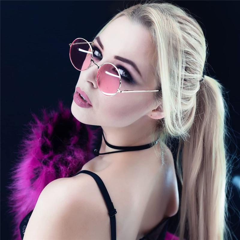 Product Introduction of byfor Women Men Disco Hippie Circle Glasses Eyewear Round Sunglasses Metal Sunglasses 21