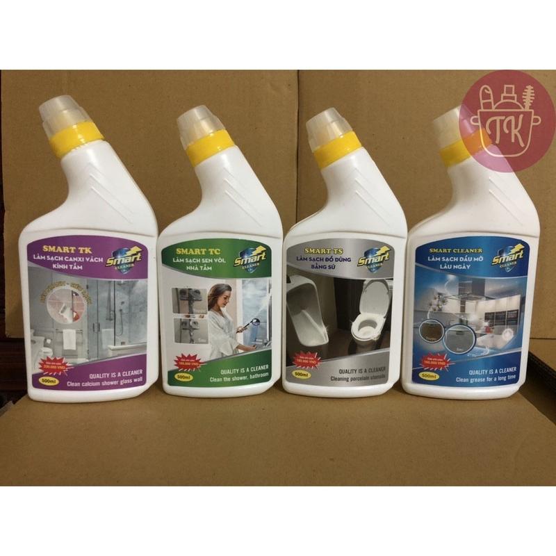 ￼[MẪU MỚI NHẤT 500ml] Nước tẩy rửa Smart. Tẩy rửa dầu mỡ nhà bếp, tẩy đồ sứ, sen vòi inox, cặn canxi trên vách kính