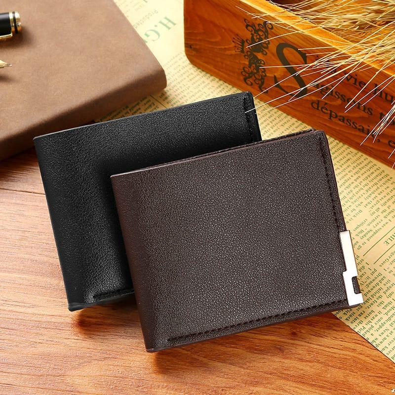 Dompet Pria lipat D1011-1 Lipat Tiga Kulit PU Dompet tas pria Kartu 0