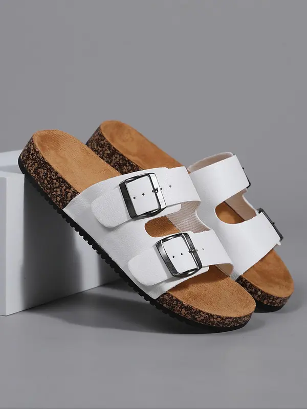 Men's Vintage Cork Design Slippers, Casual Comfortable Non-slip Slippers for Beach, Breathable Sports Sandals for Daily Wear, Boy 4