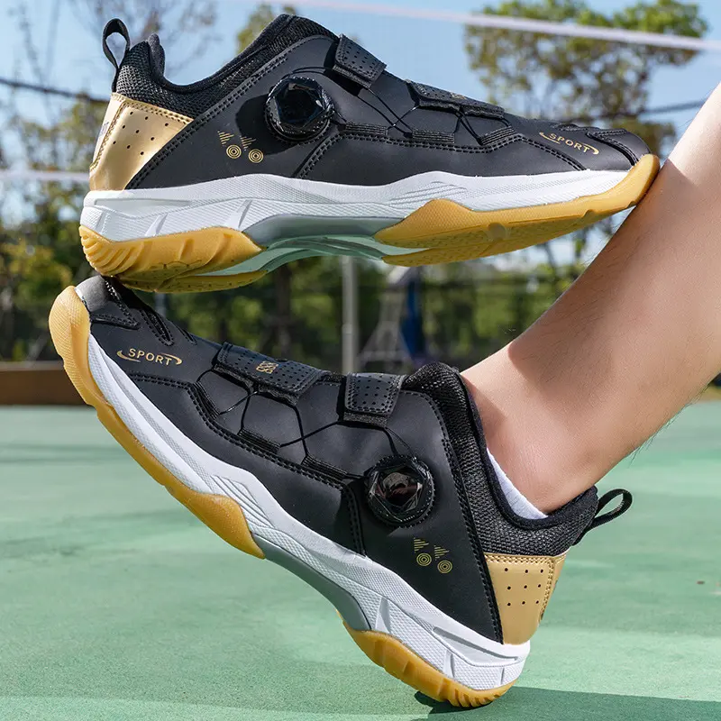 In Stock Professional Badminton Shoes Non-Slip Tennis Shoes Volleyball Shoes Sneaker Table Tennis Ball Shoes Badminton Shoes Unisex Shoes Rotating Buckle Ultralight Breathable Non-Slip Running Sneaker Indoor Training Shoes