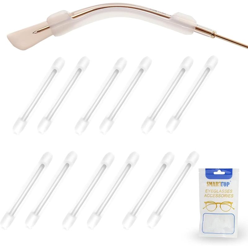 9-Pair Soft Silicone Eyeglass Temple Tips – Anti-Slip Retainers For Glasses, Sunglasses, Reading Glasses (3 Clear, 3 Gray, 3 Black)