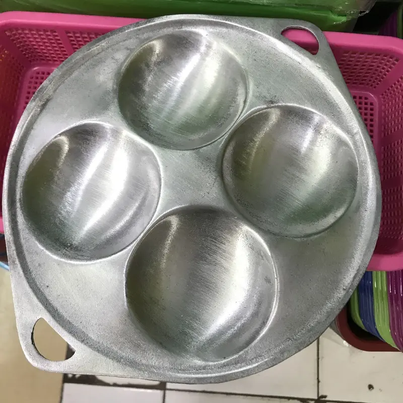 Alat Cetakan Apem Selong 4 Lubang Tipis / cetakan telur dadar / bikang / carabika /  Serabi / Dorayaki / Takoyaki Aluminium Dapur 2