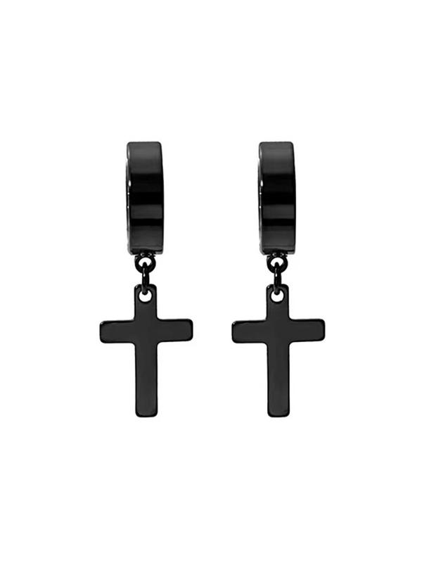 1 Pair Unisex Street Style Simple Plain Cross Design Dangle Earrings, All-match Trendy Dangle Earrings, Fashionable Jewelry for Women and Men for Daily Decoration 2