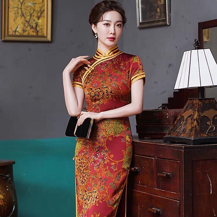 Sườn xám thượng hải Dáng Dài Sang Trọng size từ 47-65kg Nữ 2