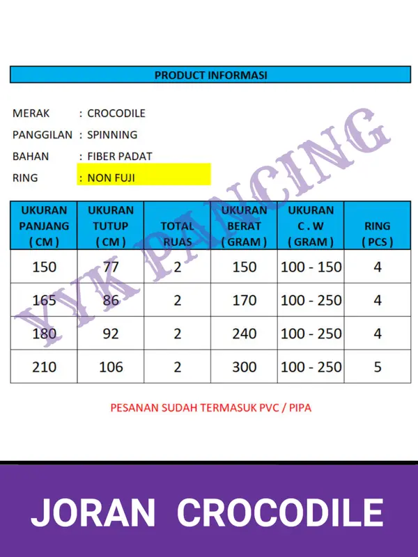 CROCODILE joran spinning bahan fiber MURAH NEW 1