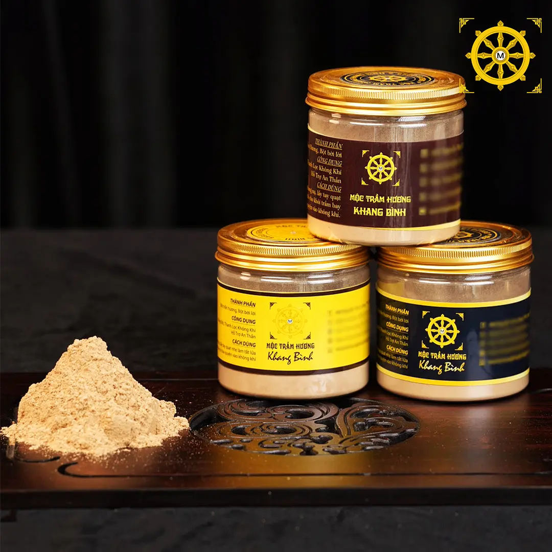 Bột Xông Trầm Hương Tự Nhiên 100g - Mùi thơm dịu ngọt dùng để xông nhà, cửa hàng, nơi làm việc, thanh lọc không khí - Mộc Trầm Hương Khang Bình Dầu Thơm