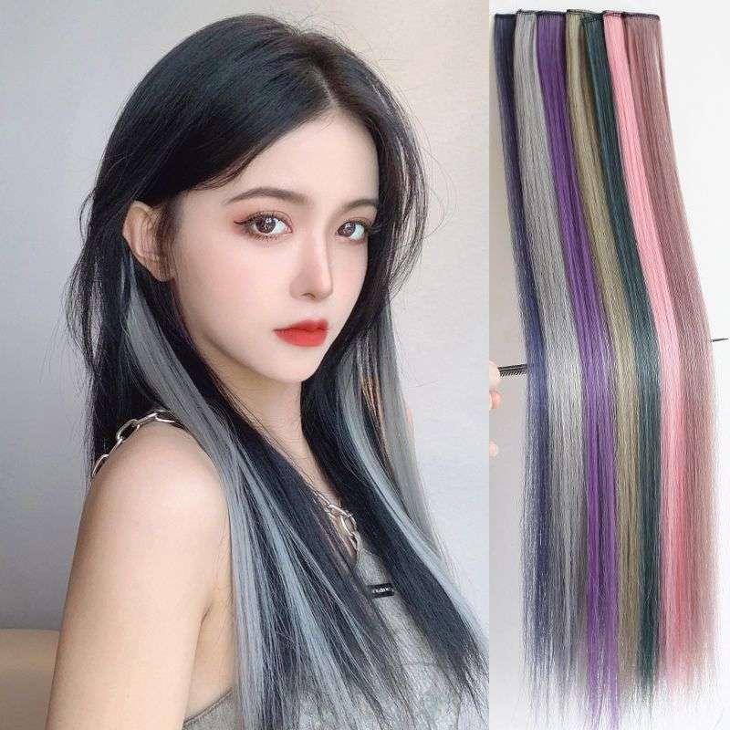 Product Introduction of Trending Hair extension Wigs Piece Long Straight Hair Clip for women fashion wig straight curly hair highlight dyed gradient 11