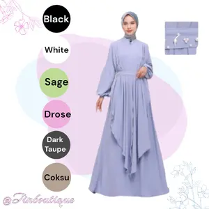 Selena dress / selena gamis / gamis cringkle / gamis kringkel / gamis korea / gamis import Muslim Panjang Wanita  Crinkle  Airflow  Simple  Mewah  Lebaran  remaja Muslim Panjang Wanita Crinkle Airflow Maxi Simple princess dress