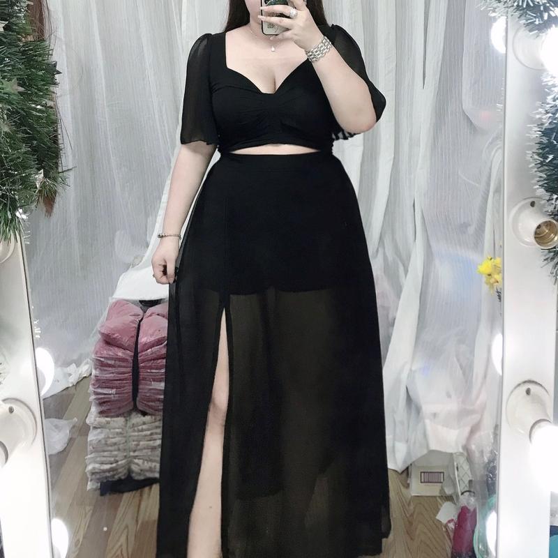 (60-90KG )SET BỘ MAXI VOAN XẺ TÀ GỒM ÁO VÀ CHÂN VÁY RỜi