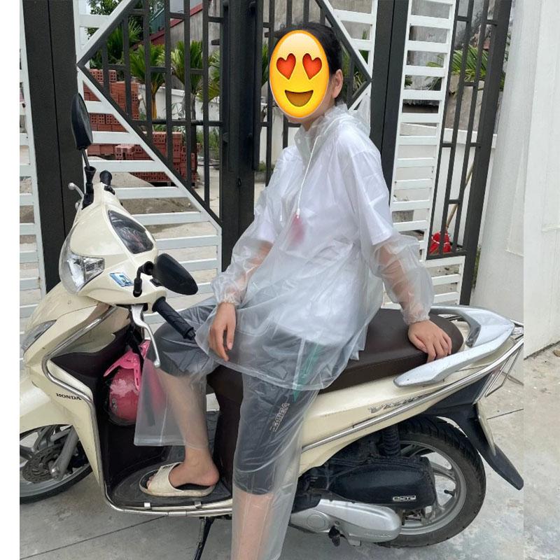 Bộ Áo Mưa Có Kính Che Mặt Họa Tiết Nhựa Dẻo Hoa Tuyết Trắng Trẻ Trung, Chống Thấm Nước Cho Nam Và Nữ 1