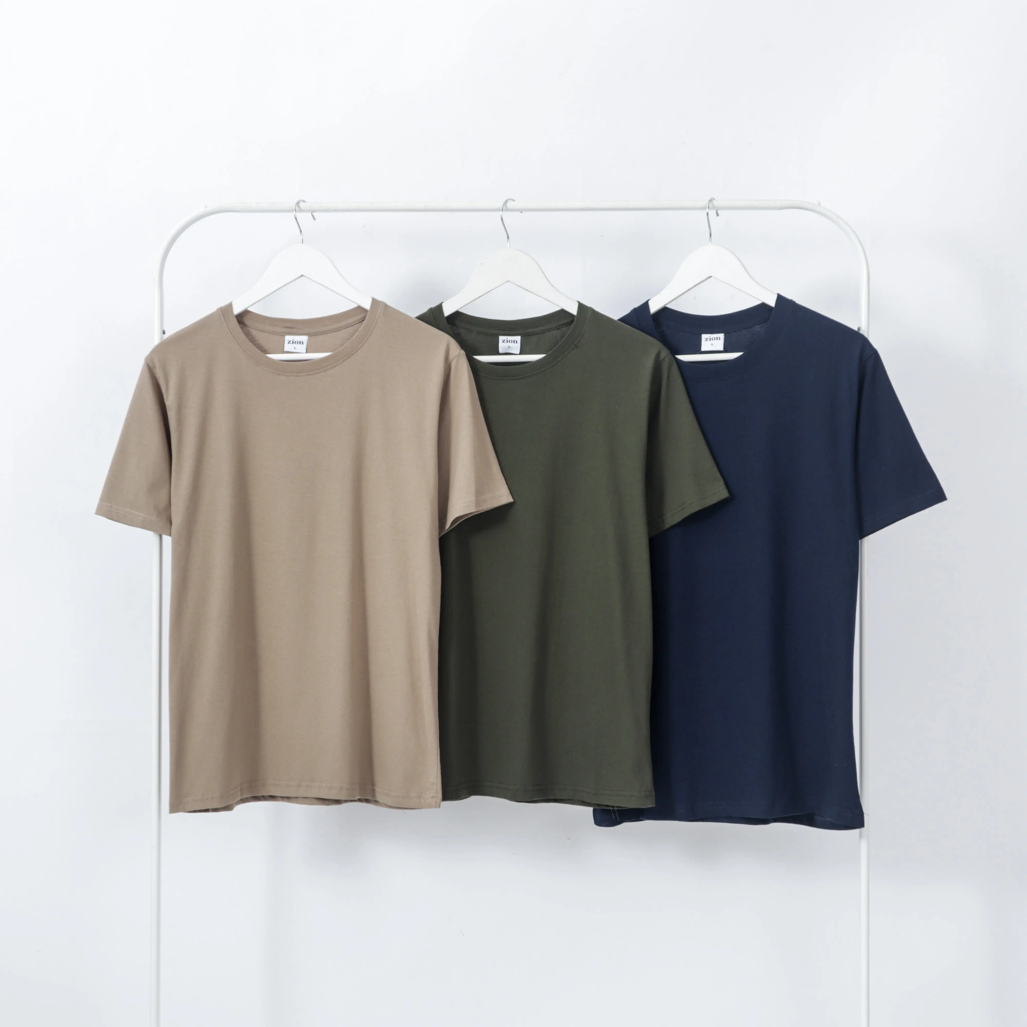 ZION Kaos Polos 100% Cotton Combed 24s Premium - Navy, Army Green, Maple Brown