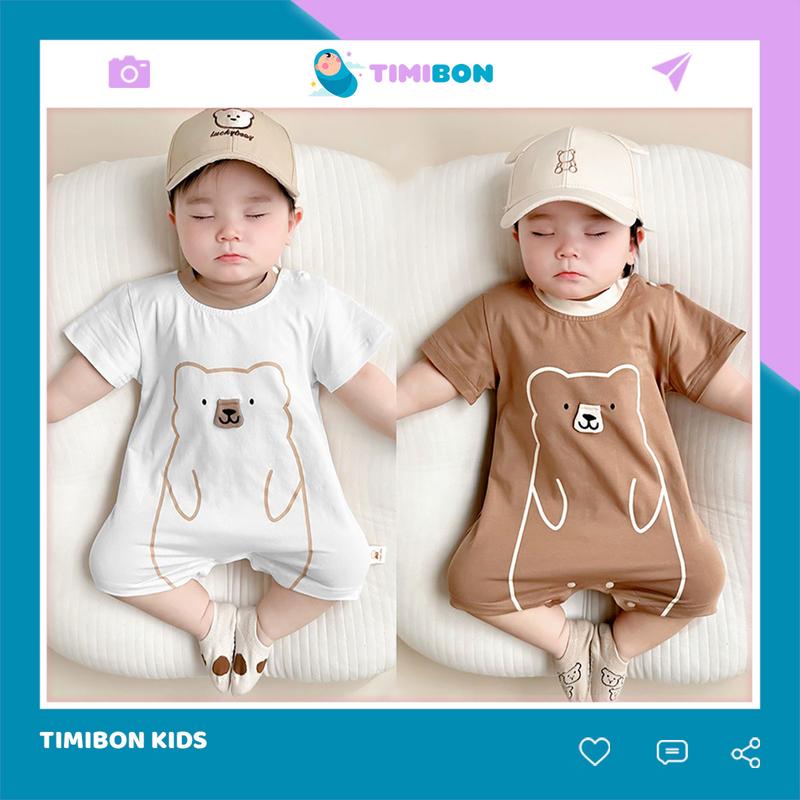 Thun Lạnh Body Đùi Hình Gấu Bộ Liền Thân Cộc Tay Cho Bé Trai Gái Bodysuit Sơ Sinh BDC31