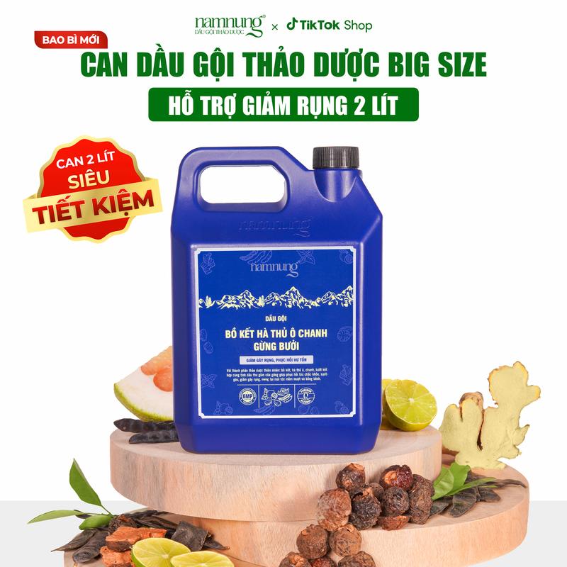 [Rẻ vô địch](Phiên bản mới)Dầu gội thảo dược NamNung, Dầu gội hỗ trợ giảm rụng, giảm gàu, phục hồi tóc can 2 lít siêu tiết kiệm, chiết xuất thiên nhiên Bồ kết hà thủ ô Chăm sóc tóc Dưỡng tóc nữ