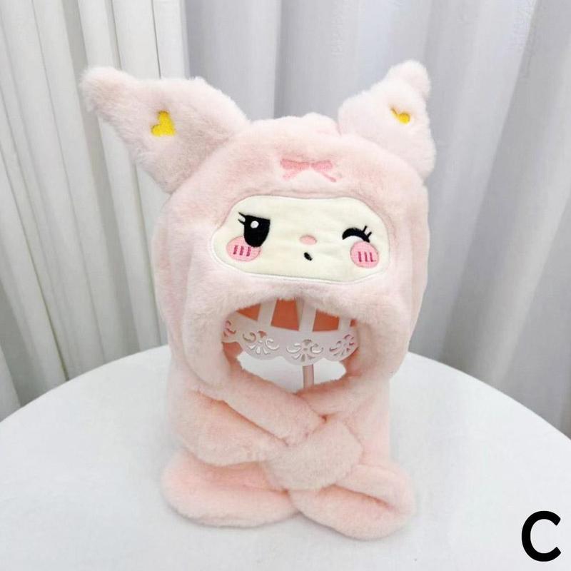 Product Introduction of Mũ Trẻ Em Kuromi, Thiết Kế Hoạt Hình Dễ Thương, Bộ Lông Cừu Ấm Áp, Mũ Ngoài Trời, Mảnh Khăn Quàng Cổ, Mới Mùa Đông, N2L3 19